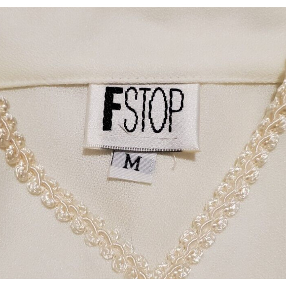 Vtg F Stop Button Down Blouse Shirt Long Sleeve Cottagecore Modest Women Medium - Picture 3 of 4